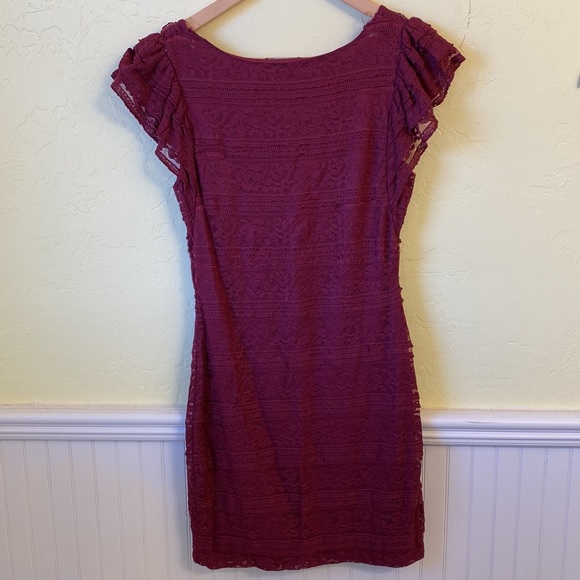 Burgundy Lace Dress - Picture 2 of 4